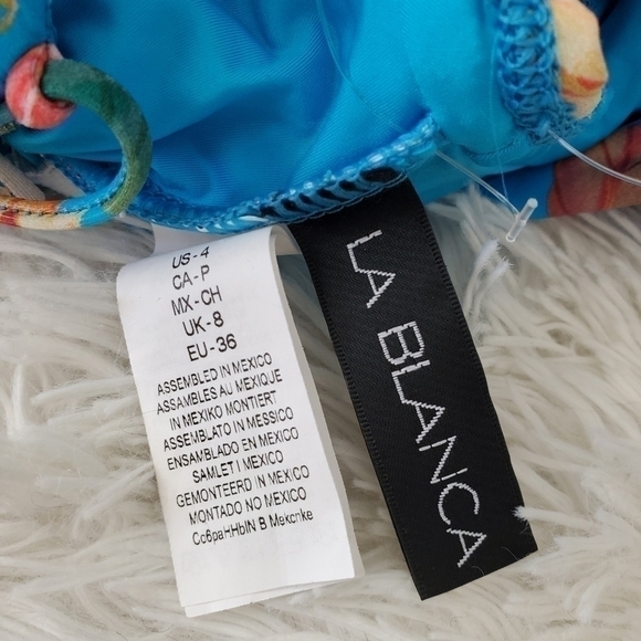 La Blanca Women's Swimwear Size 4 One Piece Ruffle Floral-Print Blue - Picture 8 of 8